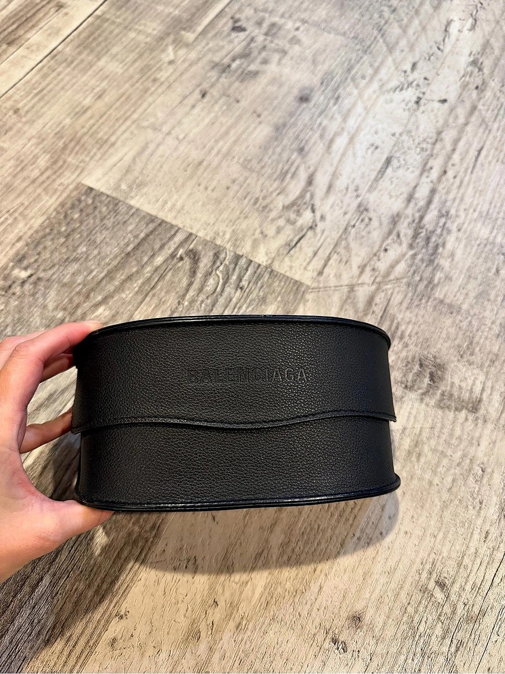Balenciaga Hard Leather Sunglasses Case Black New
